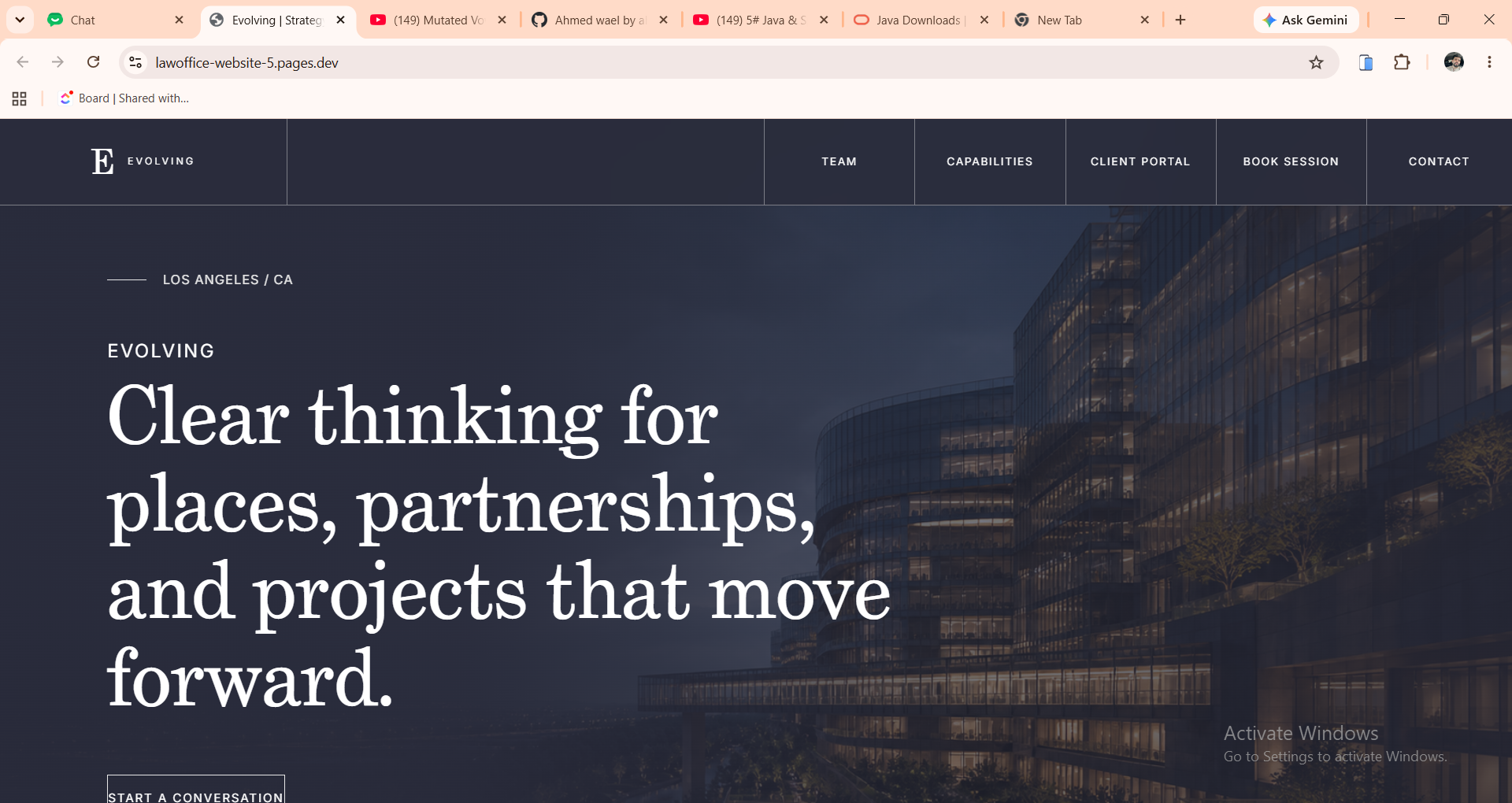Evolving Law website template screenshot